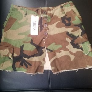 MICS Camouflage Mini Skirt - Green/Brown Camo
